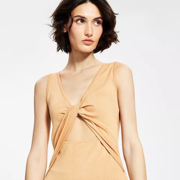 LNA REVOLVE Jonas Twist Front Camel Organic Modern MIDI Dress - Picture 2 of 6